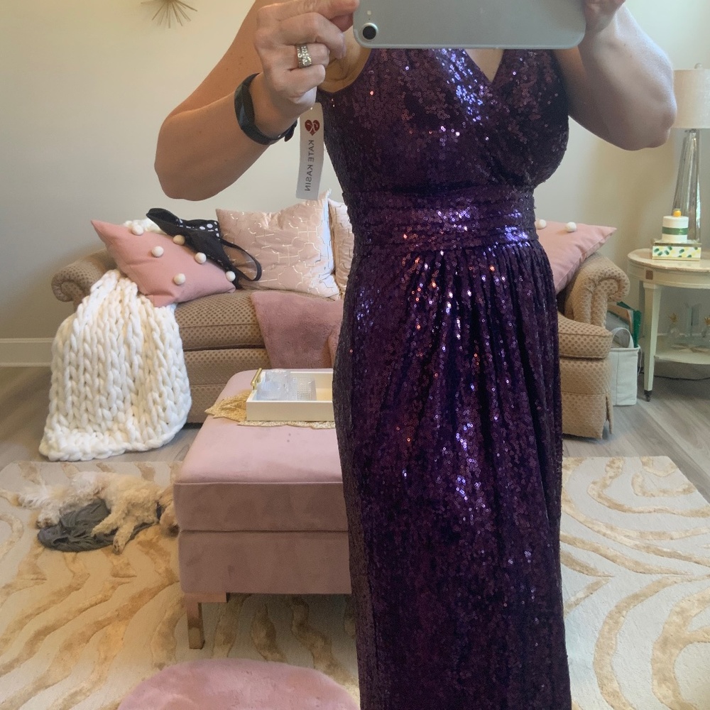 Kate Karin purple sequin Dance Prom Bridesmaid Fancy sleeveless dress New w/tags